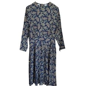 Vintage Talbots Pleated Paisley Midi Dress Sz 16